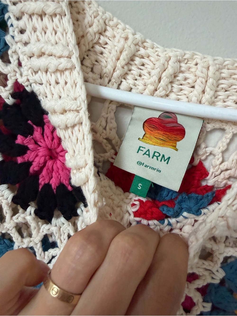 FARM RIO Cream multicolor Crochet Flower Vest top matching shorts available - Picture 5 of 6